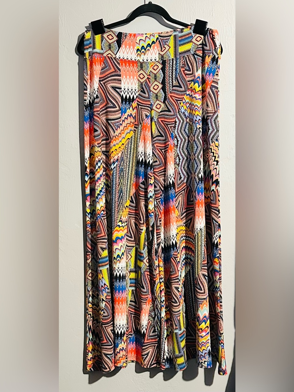 Coco Bianca Vibrant Multicolor Abstract Maxi Palazzo Pants, Medium